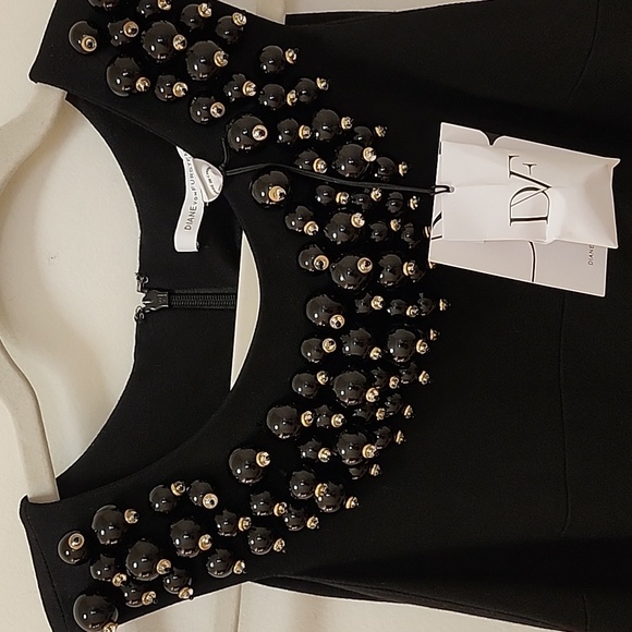 NWT Diane Von Furstenburg Black Ceecee Enamel Beading Sz 10 - Picture 9 of 16